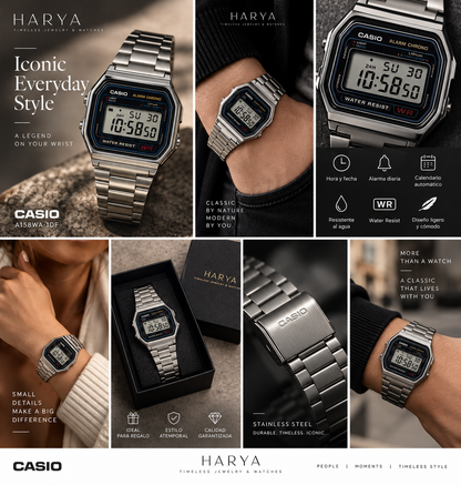 HARYA Casio A158WA-1DF vintage digital watch