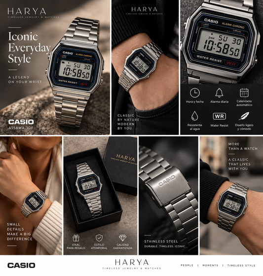 HARYA Casio A158WA-1DF vintage digital watch